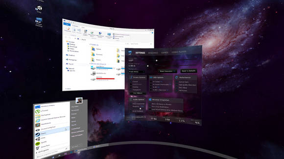 가상 데스크톱(Virtual Desktop)을 통해 윈도 화면을 가상 공간에서 구현한 예시 모습 (사진=Road to VR) 