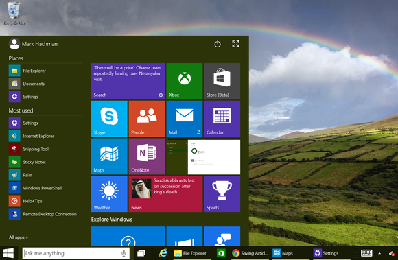 마이크로소프트의 윈도10 프리뷰 버전 화면 (화면=마이크로소프트) 