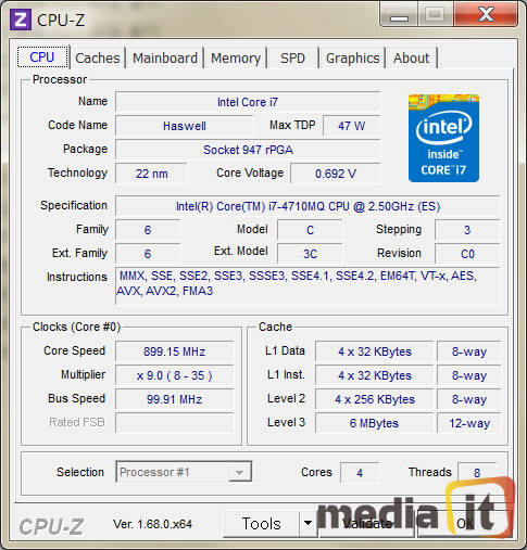 노트북용 CPU중 현재 최고급의 성능을 제공하는 4세대 코어 i7-4710MQ 프로세서를 탑재했다. 