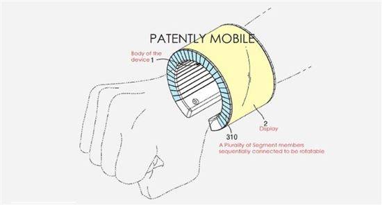 삼성전자가 플렉서블 디스플레이가 적용된 웨어러블 기기 관련 특허를 출원했다. (이미지=페이턴틀리 모바일) 