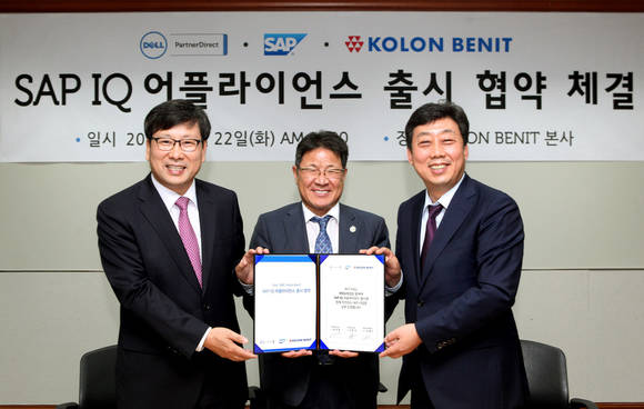 (왼쪽부터) 남상봉 Dell 코리아 전무, 김해도 코오롱베니트 본부장, 이희상 SAP 코리아 전무 (사진=델코리아) 