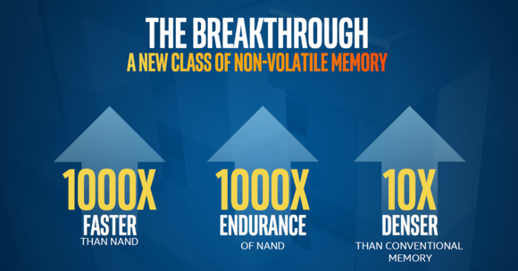 인텔 3D 크로스 포인트 메모리 저장장치는 기존 NAND의 약 1000배에 달하는 성능과 내구성 및 수명을 제공한다. (사진=인텔) 