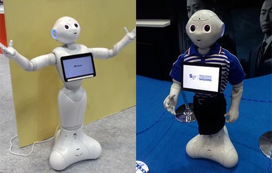 이번 전시회에 참여한 주요 업체들의 전시부스에는 소프트뱅크가 개발한 인공지능 로봇 ‘페퍼’가 홍보를 위해 배치돼 관람객의 눈길을 사로잡았다. / 김남규 기자