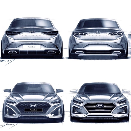 신형 쏘나타 렌더링 이미지. 터보 모델(왼쪽)과 기본형 모델. / 현대자동차 제공