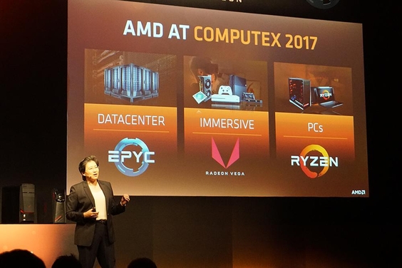 AMD는 이번 컴퓨텍스에서 데이터센터용 ‘에픽’ 프로세서와 노트북 및 고성능 데스크톱용 ‘라이젠’ 프로세서, 차세대 고성능 GPU ‘베가’ 등을 선보였다. / 대만 타이베이=최용석 기자