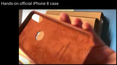IT 전문 매체 슬래시릭스가 유튜브에 올린 아이폰8 정품 추정 케이스. 뒷면 애플 로고 부분이 뚫려있다. / 유튜브 갈무리