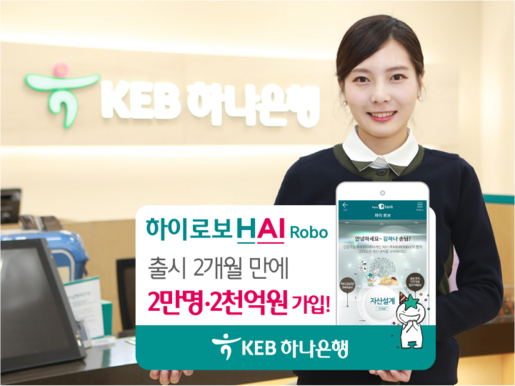 KEB하나은행 홍보 모델이 인공지능 기술로 투자 포트폴리오를 구성하는 로보어드바이저 ‘하이 로보(HAI Robo)’ 서비스를 소개하고 있다. / KEB하나은행 제공