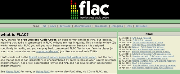 FLAC 소개 화면. / FLAC 홈페이지 갈무리