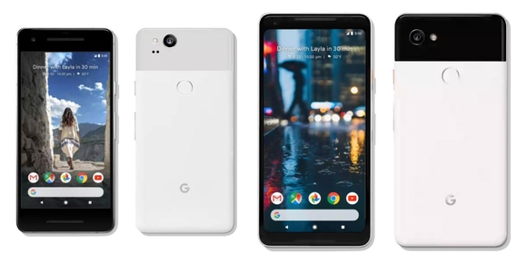 화면 번인 문제로 곤욕을 치른 구글의 신형 스마트폰 ‘픽셀2 XL’(사진 오른쪽)이 이번엔 녹음 음질 문제로 구설에 올랐다. / 구글 제공