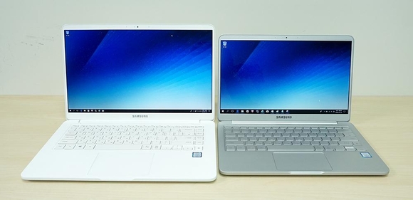 삼성 2018년형 노트북9 올웨이즈 15인치(왼쪽)와 13.3인치. / 최용석 기자