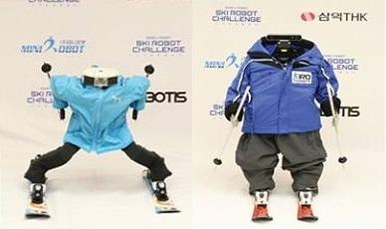미니로봇의 태권브이(왼쪽)와 로봇융합연구원의 스키로. / 한국로봇산업협회 제공