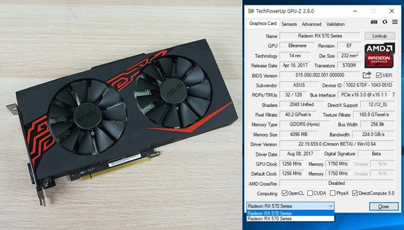 채굴 효율이 우수해 요즘 보기 힘든 AMD 라데온 RX 570 그래픽카드를 2개나 탑재했다. / 최용석 기자