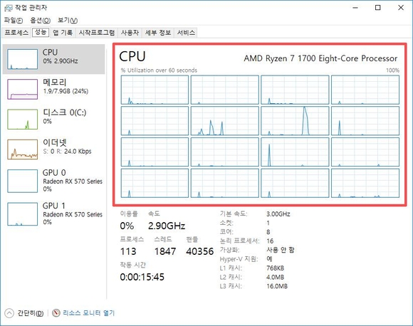 라이젠 1700 프로세서는 16개 코어의 효율을 제공해 CPU 기반 채굴용으로 인기가 높다. / 최용석 기자