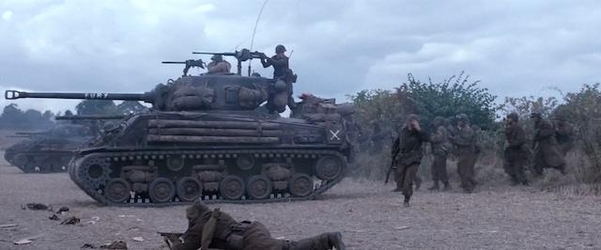 영화 속에서 미군 M4A3E8 전차 역할로 나오는 셔먼전차. 실제로는 A2형 차체다. / 소니픽쳐스 제공