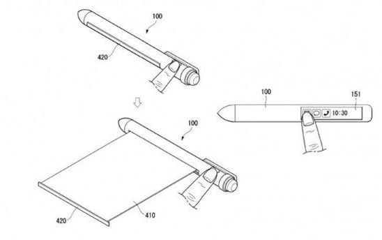LG전자의 롤러블 디스플레이를 갖춘 펜의 이미지. / 미국 특허청 갈무리