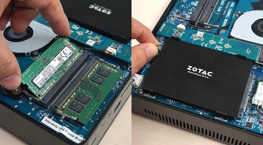 메모리 모듈과 2.5인치 SATA SSD/HDD는 도구 없이 쉽게 장착할 수 있다. / 최용석 기자