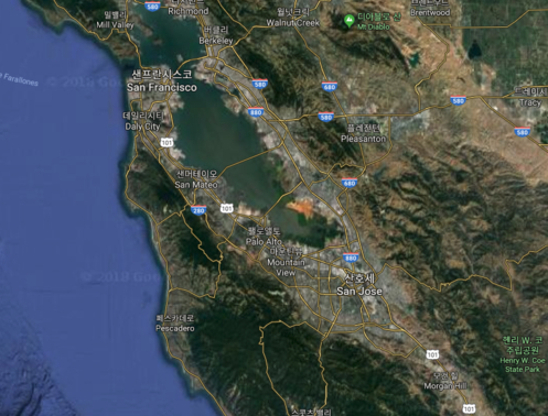 미국 실리콘밸리가 있는 샌프란시스코 인근. / 구글 지도 갈무리