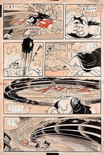 만화가 테츠카 오사무가 종이에 직접 그린 만화 철완아톰 원화. 프랑스에서 3억5000만원쯤에 경매됐다. / 산케이 갈무리