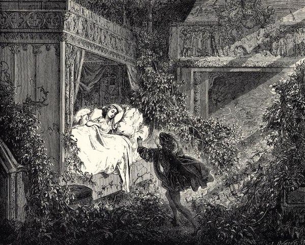 프랑스 화가 ‘구스파브 도르’가 그린 잠자는 숲속의 공주 일러스트. / 위키피디아 제공