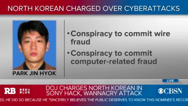 미국 법무부가 6일(현지시각) 기소한 북한 해커 박진혁씨. / CBS 뉴스 갈무리