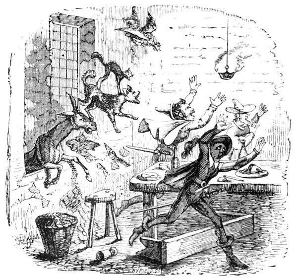 영국 화가 조지 크룩샤크가 1823년에 그린 브레맨 음악대 일러스트. / 위키피디아 제공