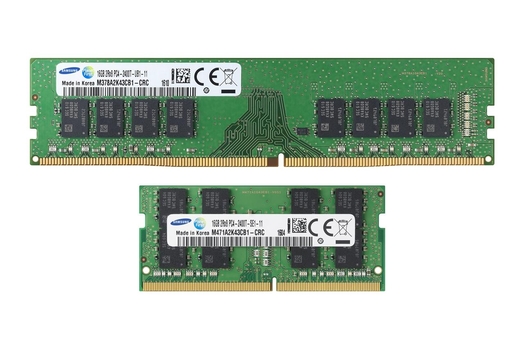 메모리 관련 제품들은 가격이 조금씩 내려가고 있어 업그레이드하기 좋은 상황이다. 삼성전자의 DDR4 메모리 모듈 제품. / 삼성전자 제공