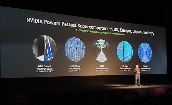 ‘엔비디아 AI 컨퍼런스(NVIDIA AI Conference) 2018’에서 마크 해밀턴 부사장이 기조연설하고 있다. / 이윤정 기자