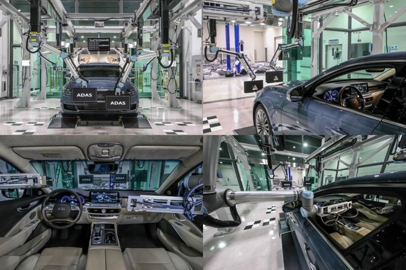 현대∙기아자동차 생산기술개발센터에서 전장집중검사 시스템을 실제 차량에 테스트하는 모습. / 현대∙기아차 제공