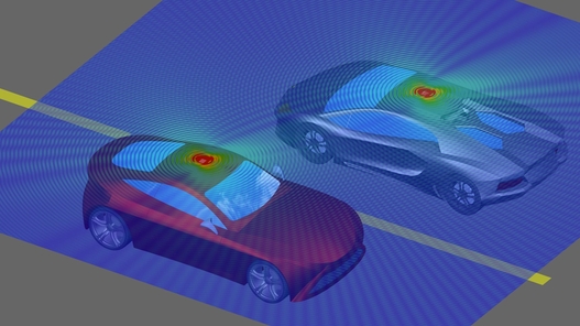 자율주행차에 필요한 차량용 레이더의 엔지니어링 시뮬레이션을 진행중인 모습. / 앤시스 제공
