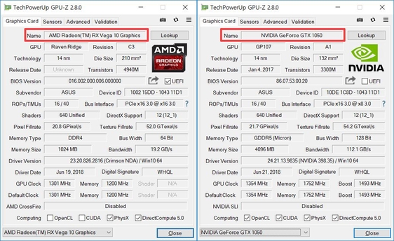 AMD 라데온 내장 그래픽과 지포스 GTX 1050 외장 그래픽을 동시에 지원해 양쪽의 장점을 모두 취할 수 있다. / 최용석 기자