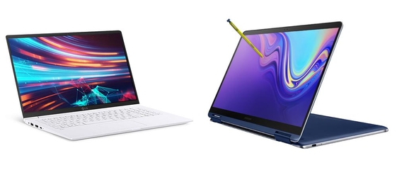 2019년형 신형 노트북인 LG전자 그램 17(왼쪽)과 삼성전자 노트북 펜 S. / 삼성, LG 제공