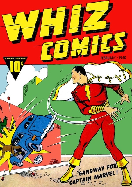 1940년 위즈코믹스에서 ‘캡틴 마블'로 소개됐던 샤잠. / 위키피디아 제공