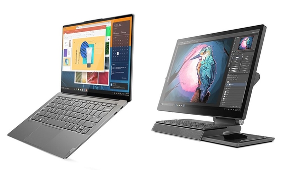 레노버 요가 S940 노트북(왼쪽)과 요가 A940 올인원 데스크톱. / 레노버 제공