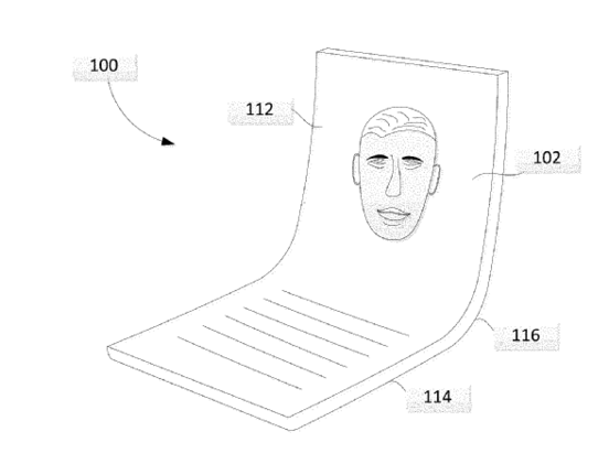 구글 특허 출원한 접이식 디스플레이 이미지. / WIPO 갈무리