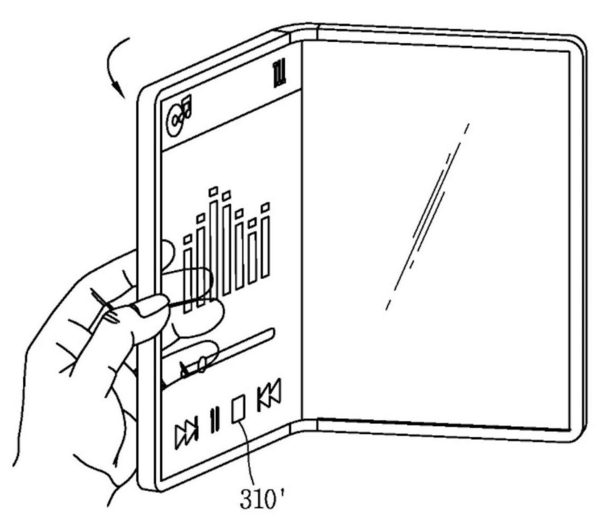 LG전자 투명 디스플레이 탑재 폴더블 스마트폰 특허 설명 이미지. / USPTO 제공