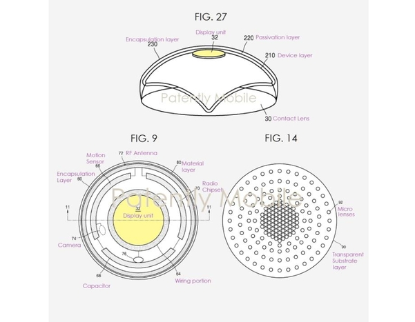 삼성전자 증강현실 콘택트 렌즈 특허 설명 사진. / 페이션틀리모바알 홈페이지 갈무리