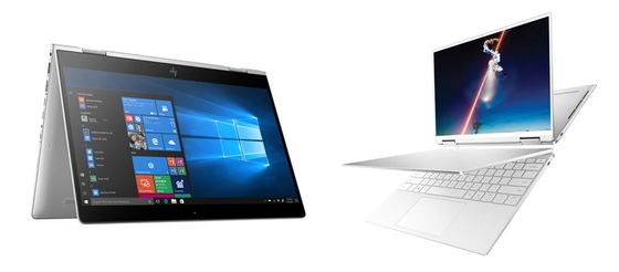 인텔 아테나 프로젝트 인증을 받은 HP의 엘리트북(EliteBook) x360 830(왼쪽)과 델의 2019년형 XPS 13 2in1 노트북. / 각 제조사 제공