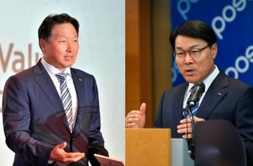 최태원 SK그룹 회장(왼쪽)·최정우 포스코 회장. / IT조선 DB