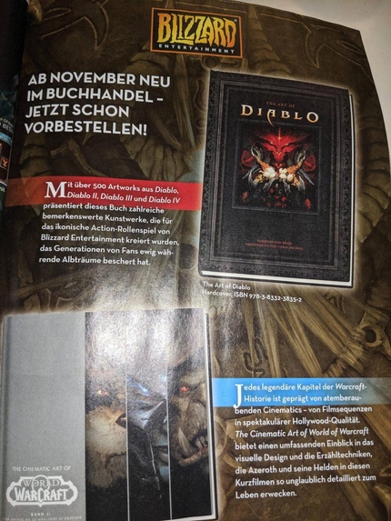 독일 잡지에 실린 ‘아트 오브 디아블로’ 광고, 디아블로 4를 언급했다. / 온라인 커뮤니티 갈무리