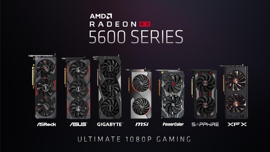 AMD 라데온 RX 5600 시리즈 GPU를 탑재한 그래픽카드 제품군의 모습. / AMD 제공