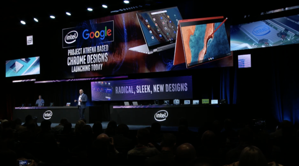 CES 2020에서 인텔이 아테나 프로젝트 기반의 새로운 크롬북을 소개했다. / 인텔 뉴스룸 영상 갈무리
