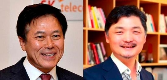 박정호 SK텔레콤 사장(왼쪽)과 김범수 카카오 의장. / 각사 제공