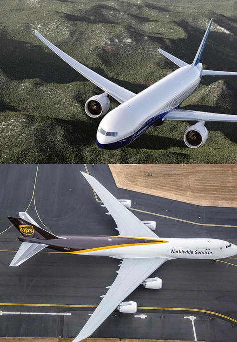 보잉 777(위)과 보잉 747-8 모습. / 보잉 홈페이지 갈무리
