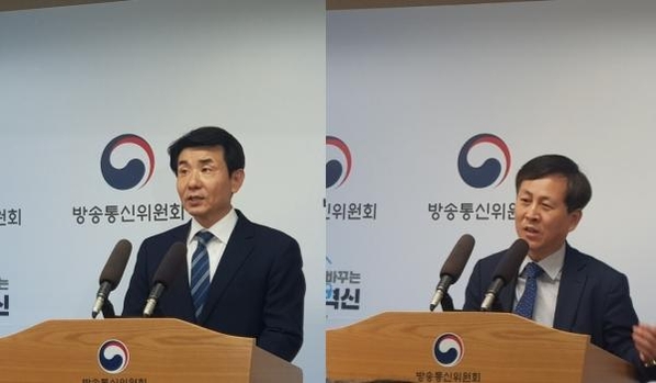 허욱 상임위원(왼쪽)과 양한열 방송정책국장/ 사진 류은주 기자