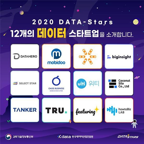  올해 데이터스타즈에 선정된 12개 기업 / 한국데이터산업진흥원