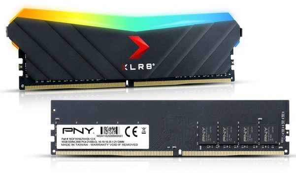 PNY ‘XLR8게이밍 DDR4’ 메모리(위)와 ‘퍼포먼스 DDR4’ 메모리 2종 / 한미마이크로닉스