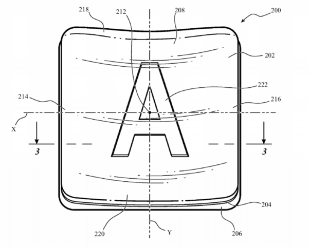 미국 특허청에 등록된 애플의 ‘투명 키캡’ 설명 이미지 / 미국 특허청
