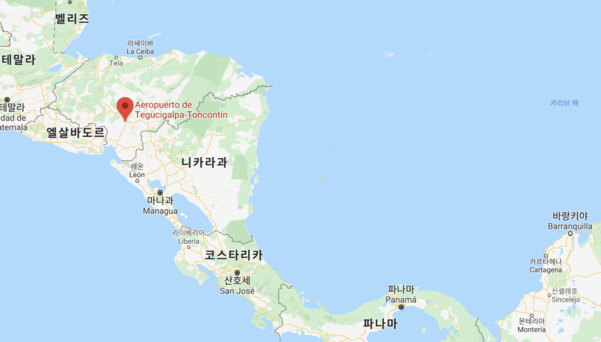 온두라스 테구시팔카시에 위치한 톤콘틴 공항 위치를 나타내는 지도 / 구글맵