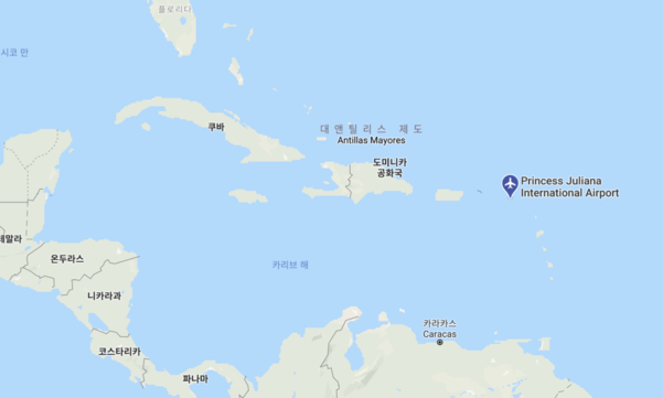 프린세스 줄리아나 공항 위치를 나타내는 지도 / 구글맵