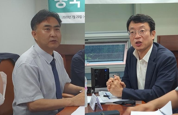 우수근 교수(왼쪽), 김현환 국장 / 오시영 기자